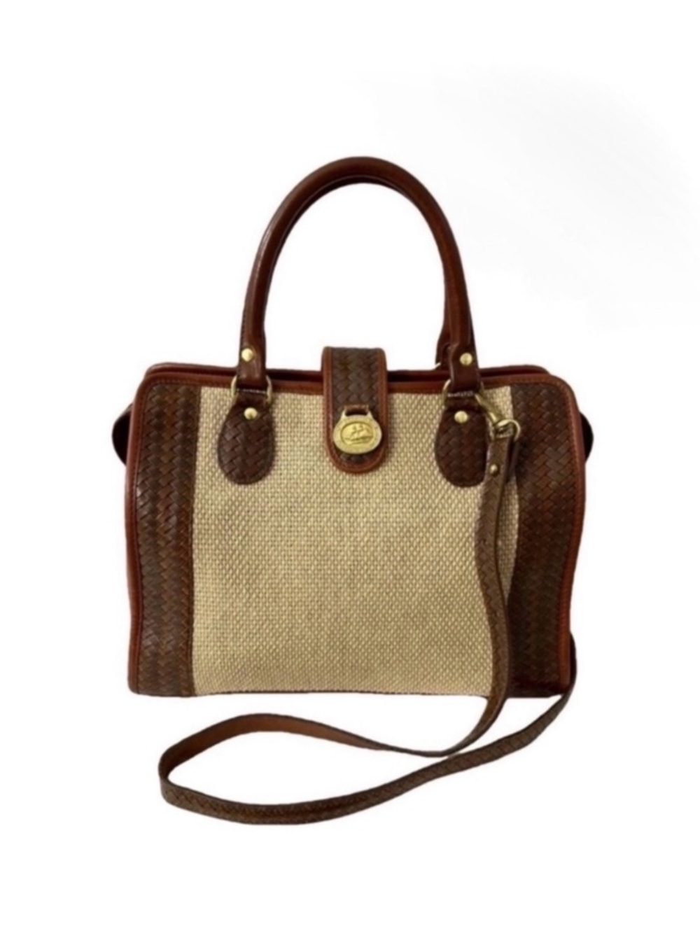 Brahmin Vintage Harbor Collection Addison Woven Cotton & Leather